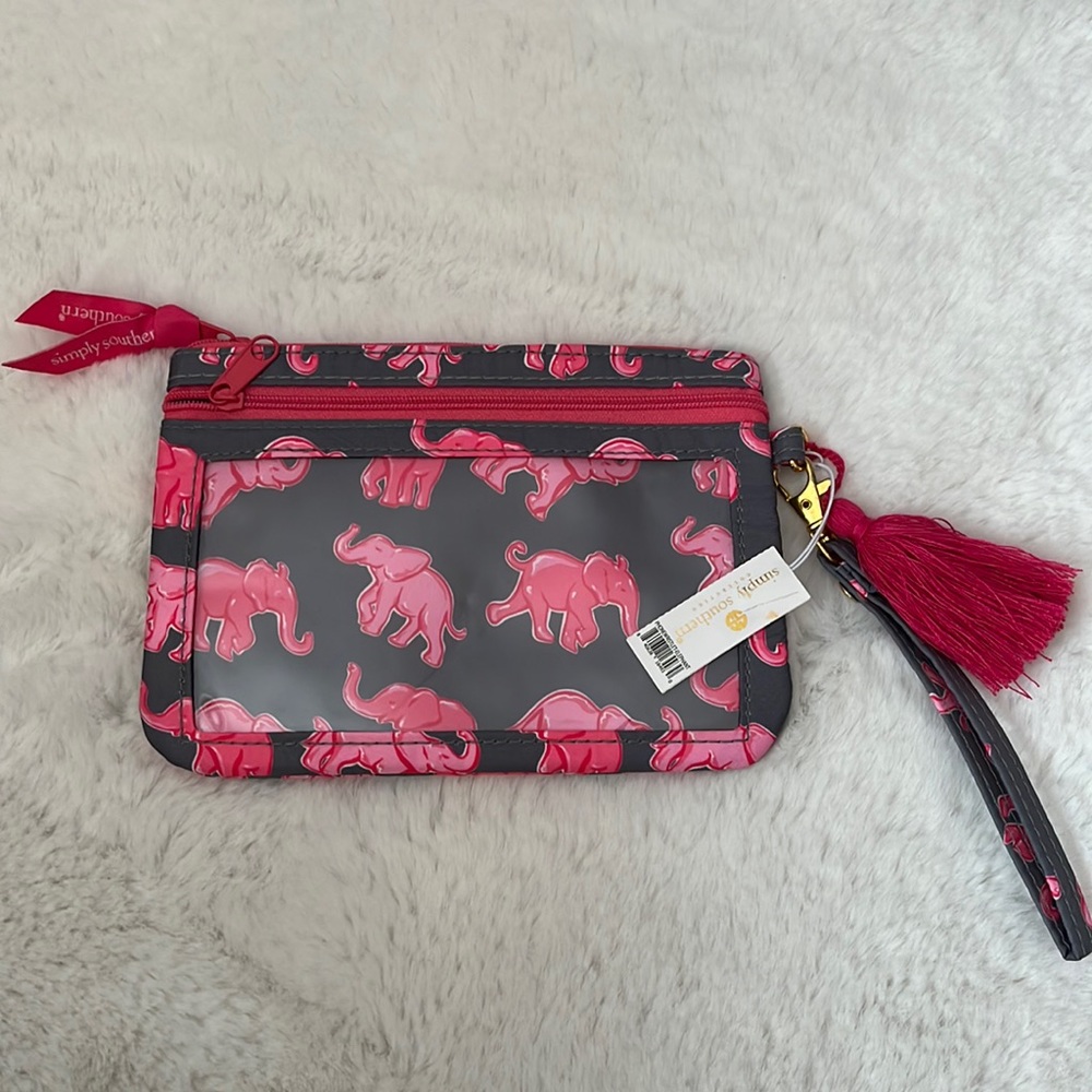 simply southern pink elephant wristlet